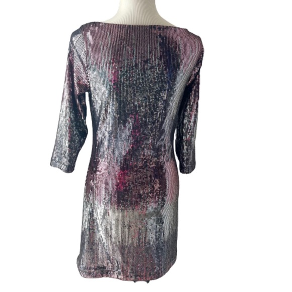 Karen Kane Sequin Sheath Dress, Blushed Metal, Pink and Silver - Picture 6 of 13